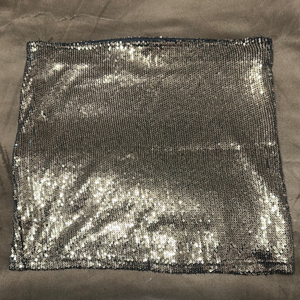 Brown Sequin Mini Skirt